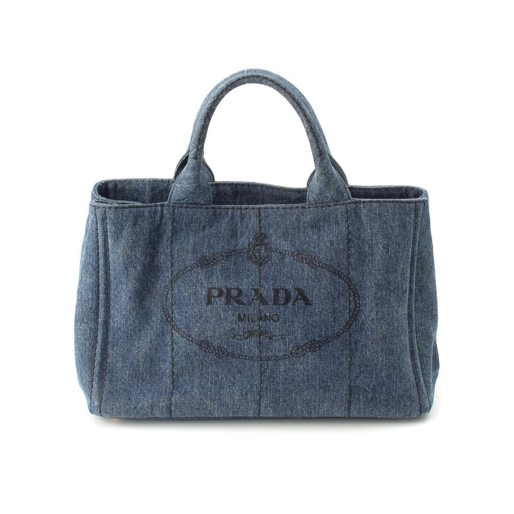 Prada Canapa Denim 2way Shoulder Bag Indigo Blue